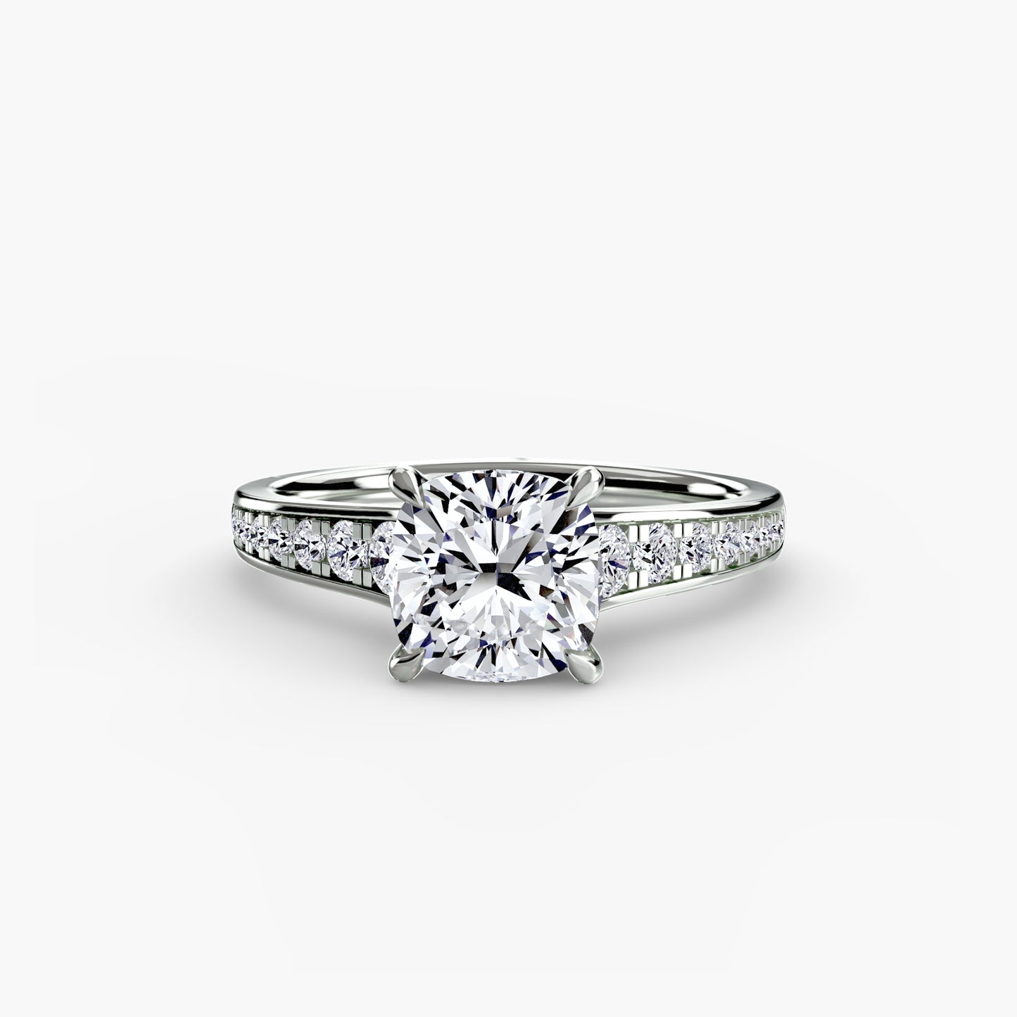 Solitaire Pavé Diamond-Band Engagement Ring 0.50ct–3.00ct with 0.23ct Side Stones for Women | Imperial Time UK Ltd