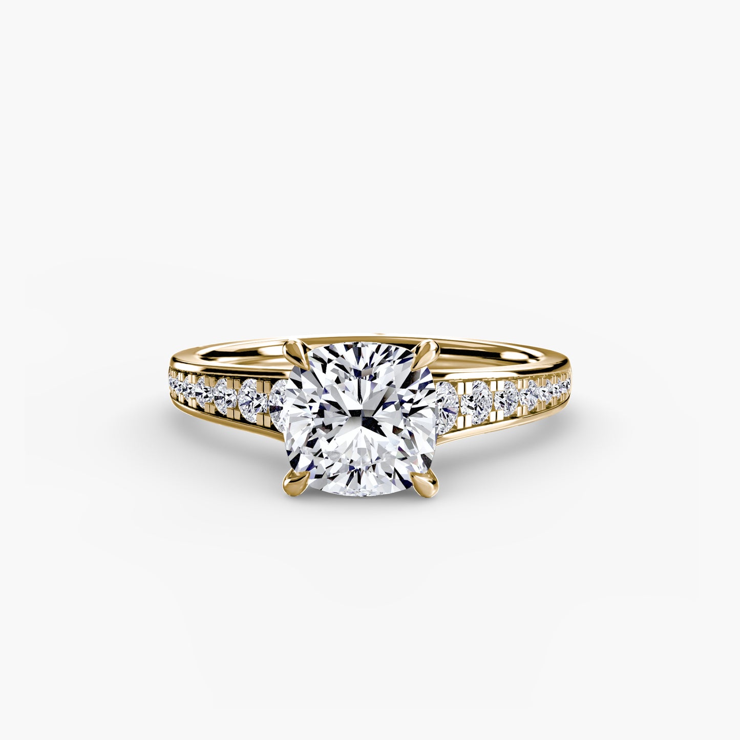 Solitaire Pavé Diamond-Band Engagement Ring 0.50ct–3.00ct with 0.23ct Side Stones for Women | Imperial Time UK Ltd