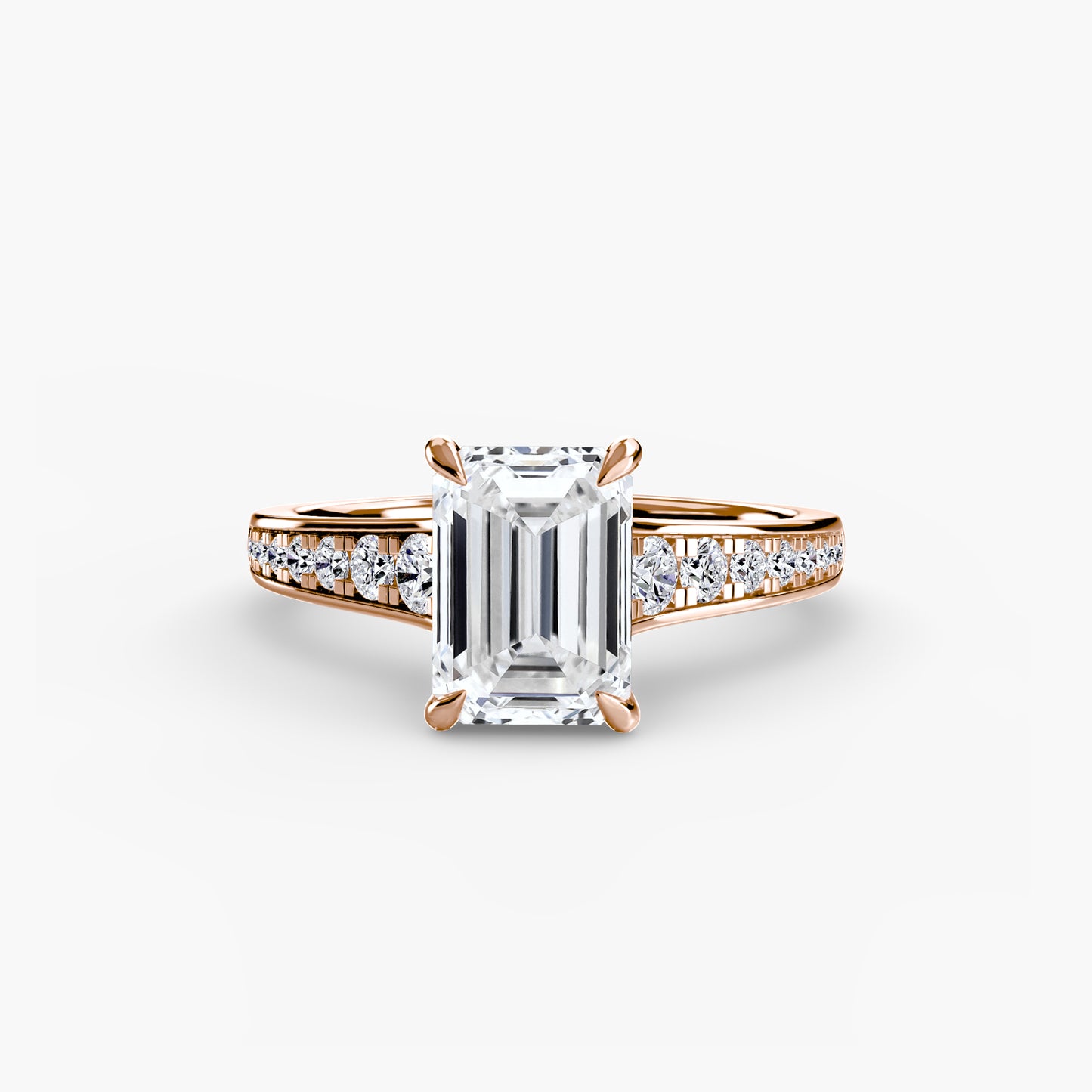 Solitaire Pavé Diamond-Band Engagement Ring 0.50ct–3.00ct with 0.23ct Side Stones for Women | Imperial Time UK Ltd