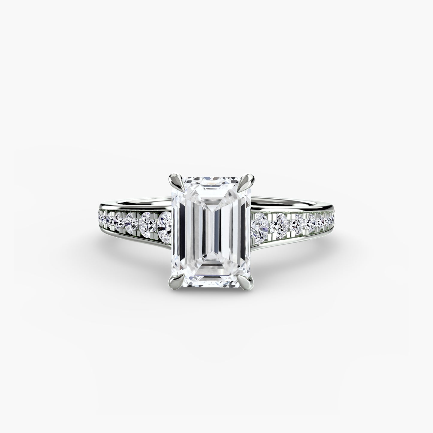 Solitaire Pavé Diamond-Band Engagement Ring 0.50ct–3.00ct with 0.23ct Side Stones for Women | Imperial Time UK Ltd