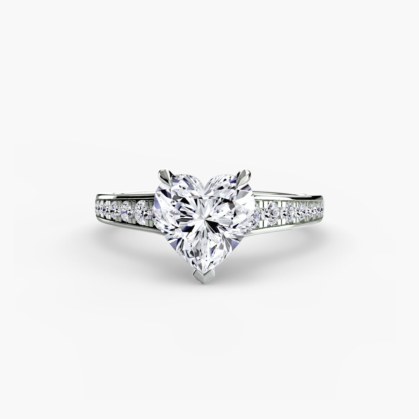 Solitaire Pavé Diamond-Band Engagement Ring 0.50ct–3.00ct with 0.23ct Side Stones for Women | Imperial Time UK Ltd