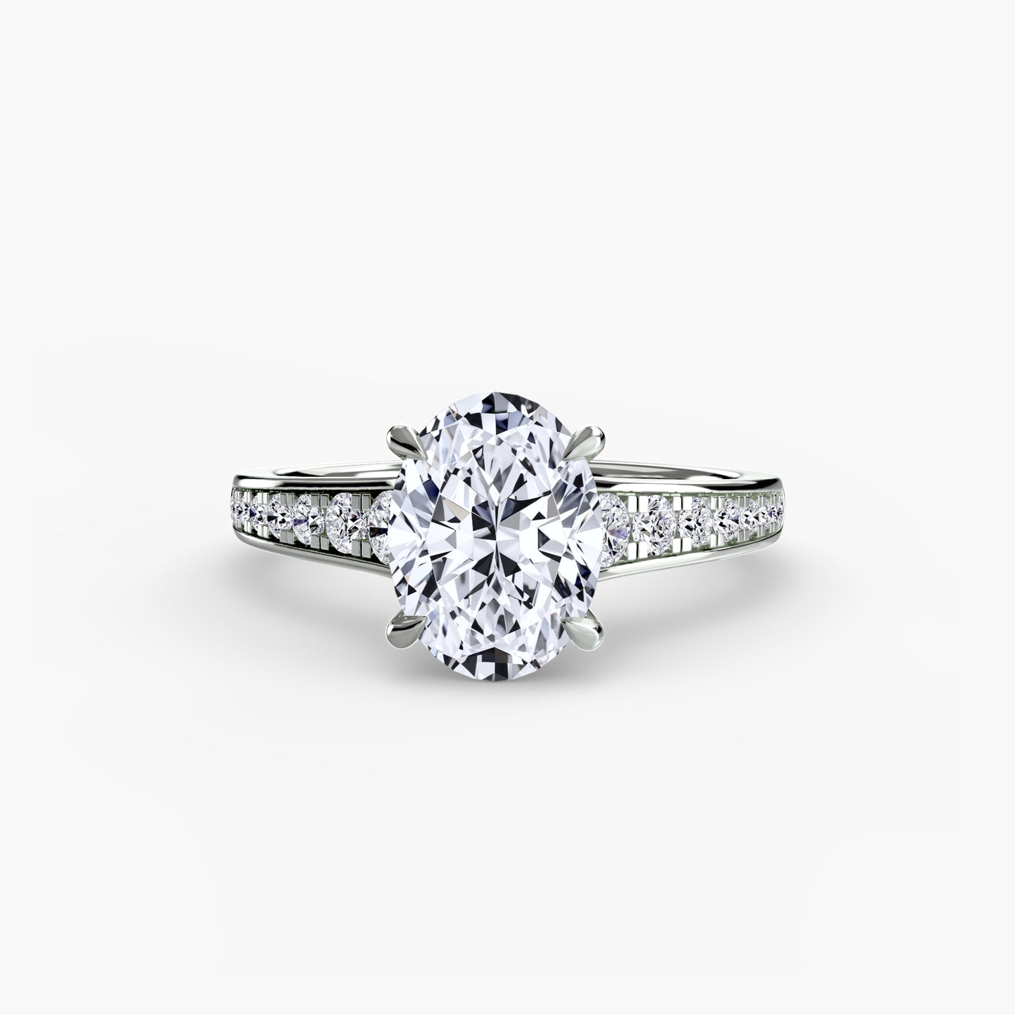 Solitaire Pavé Diamond-Band Engagement Ring 0.50ct–3.00ct with 0.23ct Side Stones for Women | Imperial Time UK Ltd