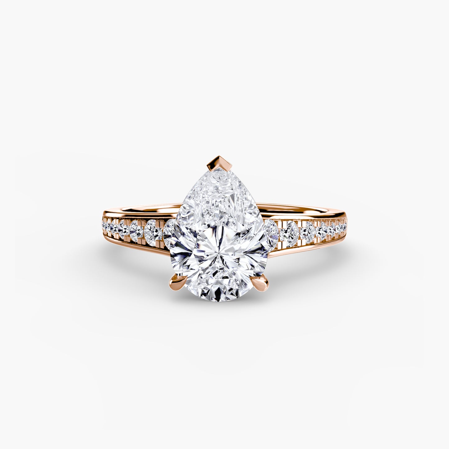 Solitaire Pavé Diamond-Band Engagement Ring 0.50ct–3.00ct with 0.23ct Side Stones for Women | Imperial Time UK Ltd