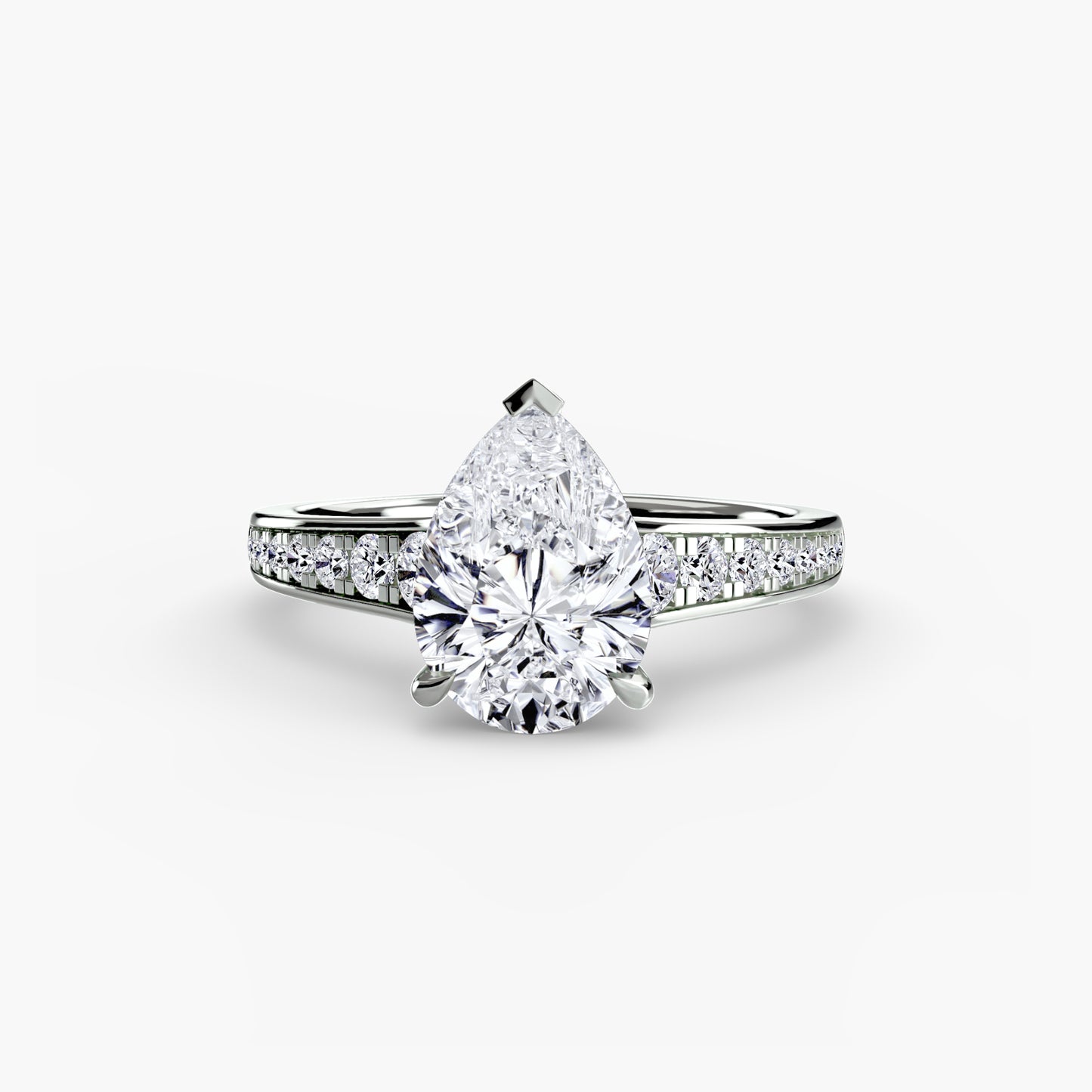 Solitaire Pavé Diamond-Band Engagement Ring 0.50ct–3.00ct with 0.23ct Side Stones for Women | Imperial Time UK Ltd