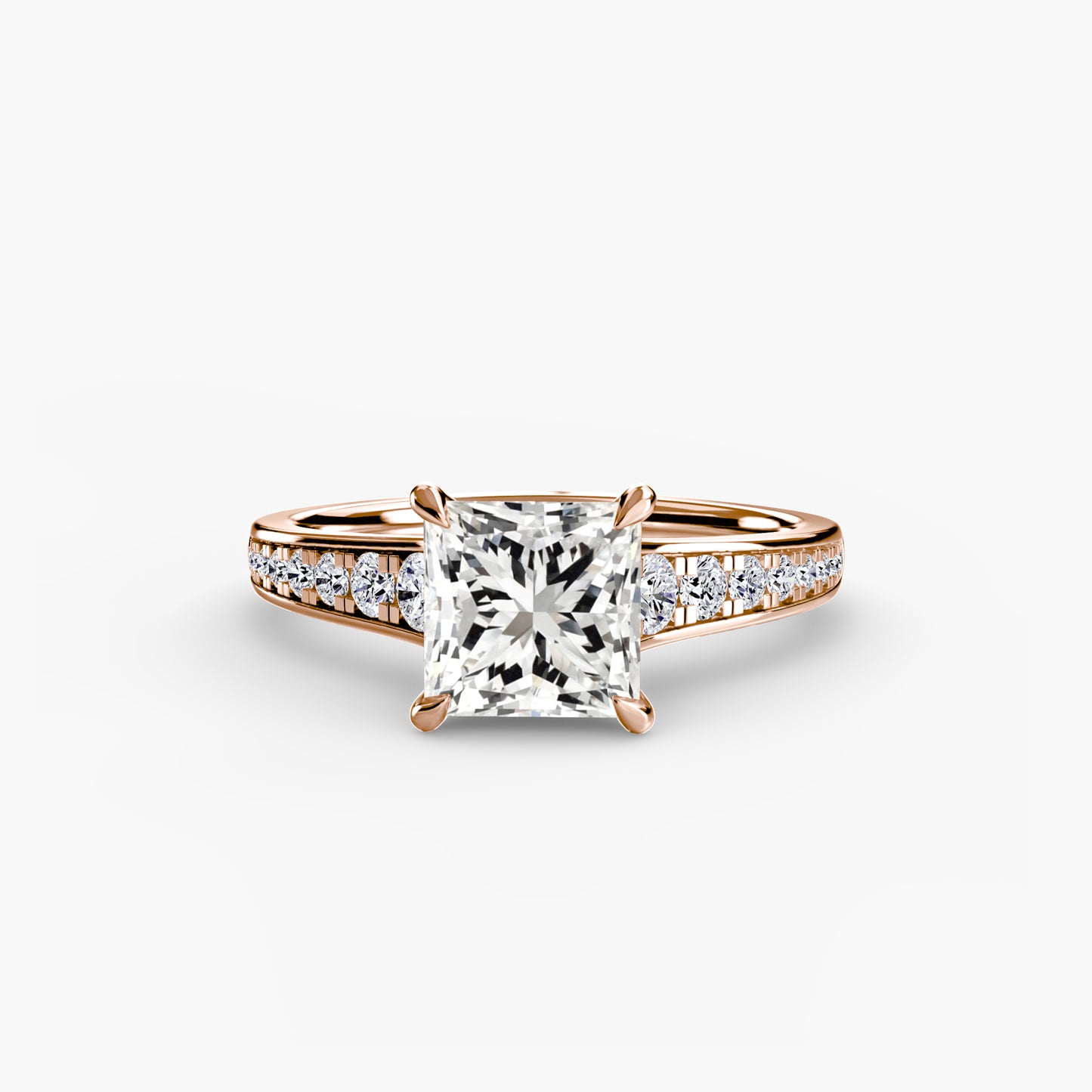 Solitaire Pavé Diamond-Band Engagement Ring 0.50ct–3.00ct with 0.23ct Side Stones for Women | Imperial Time UK Ltd