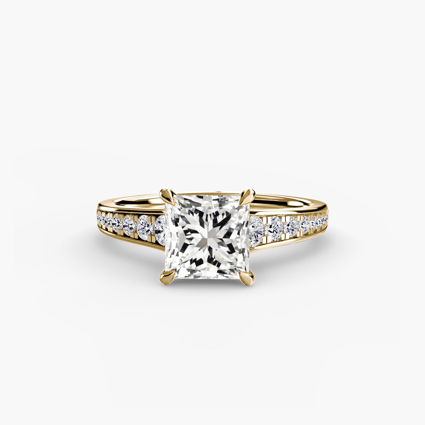Solitaire Pavé Diamond-Band Engagement Ring 0.50ct–3.00ct with 0.23ct Side Stones for Women | Imperial Time UK Ltd