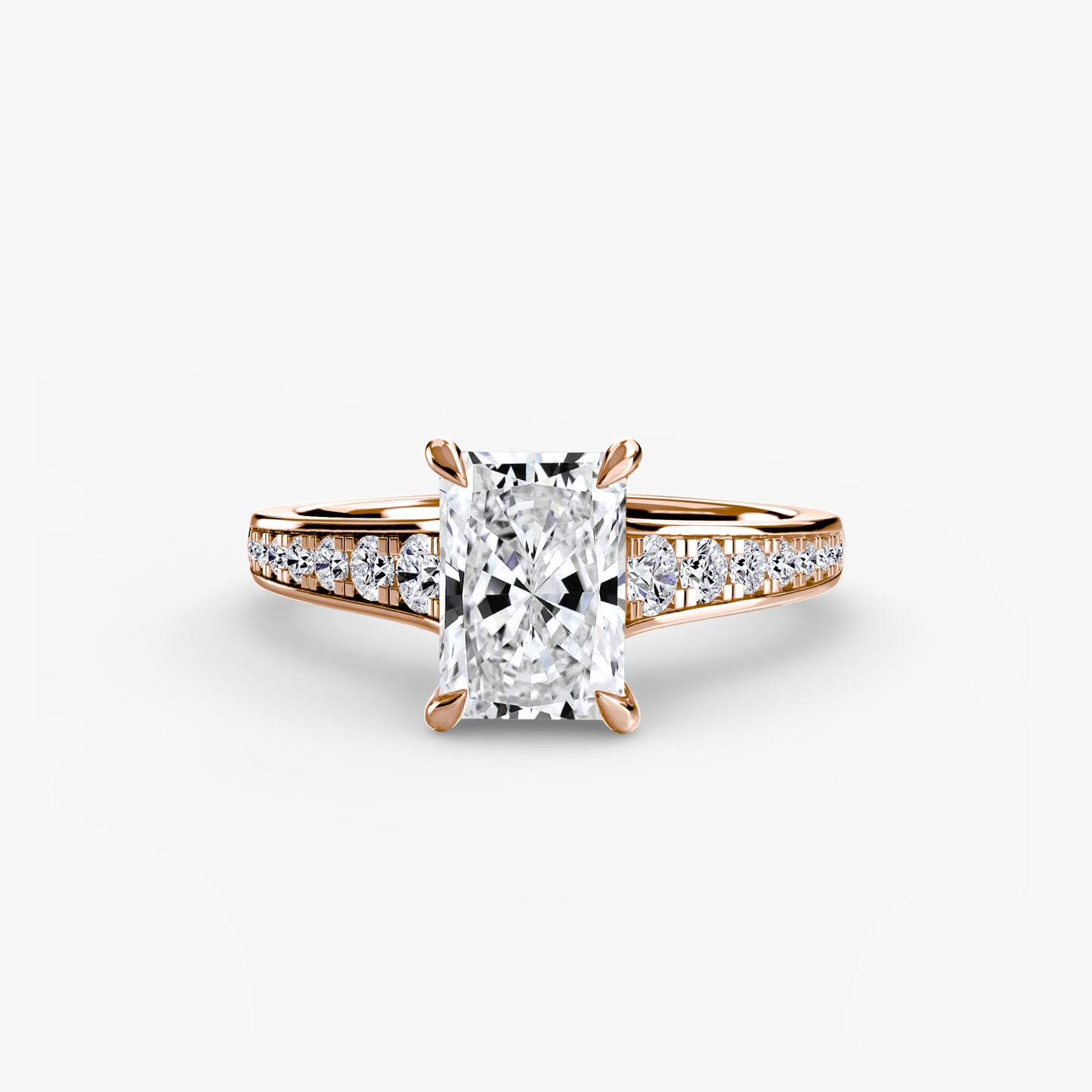 Solitaire Pavé Diamond-Band Engagement Ring 0.50ct–3.00ct with 0.23ct Side Stones for Women | Imperial Time UK Ltd