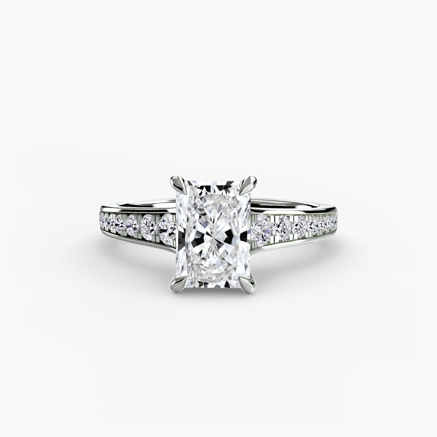 Solitaire Pavé Diamond-Band Engagement Ring 0.50ct–3.00ct with 0.23ct Side Stones for Women | Imperial Time UK Ltd