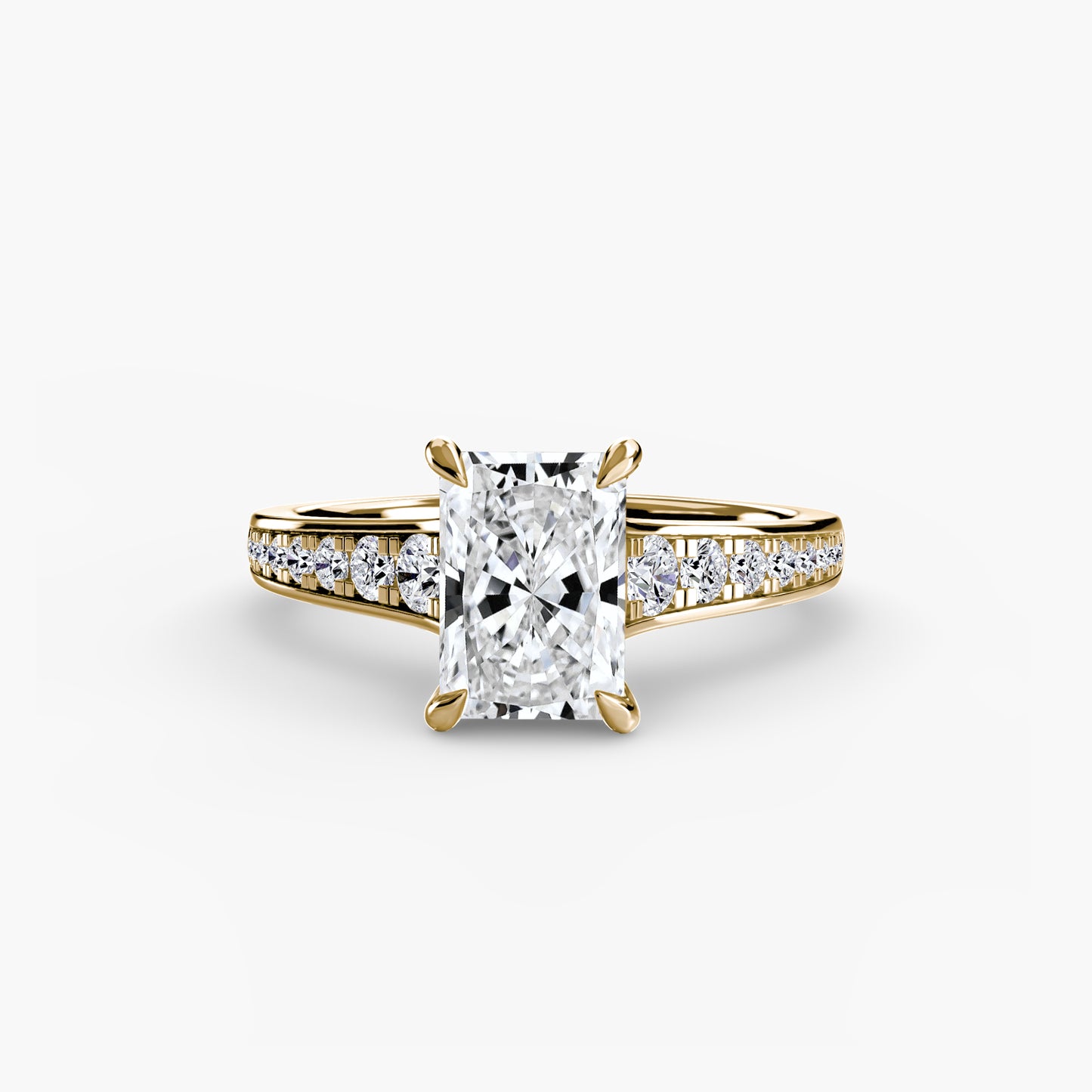 Solitaire Pavé Diamond-Band Engagement Ring 0.50ct–3.00ct with 0.23ct Side Stones for Women | Imperial Time UK Ltd