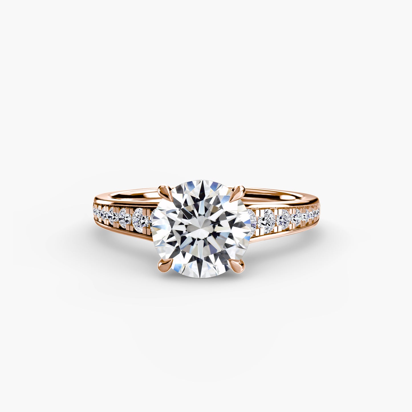 Solitaire Pavé Diamond-Band Engagement Ring 0.50ct–3.00ct with 0.23ct Side Stones for Women | Imperial Time UK Ltd