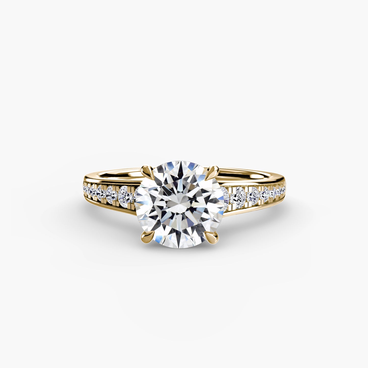 Solitaire Pavé Diamond-Band Engagement Ring 0.50ct–3.00ct with 0.23ct Side Stones for Women | Imperial Time UK Ltd