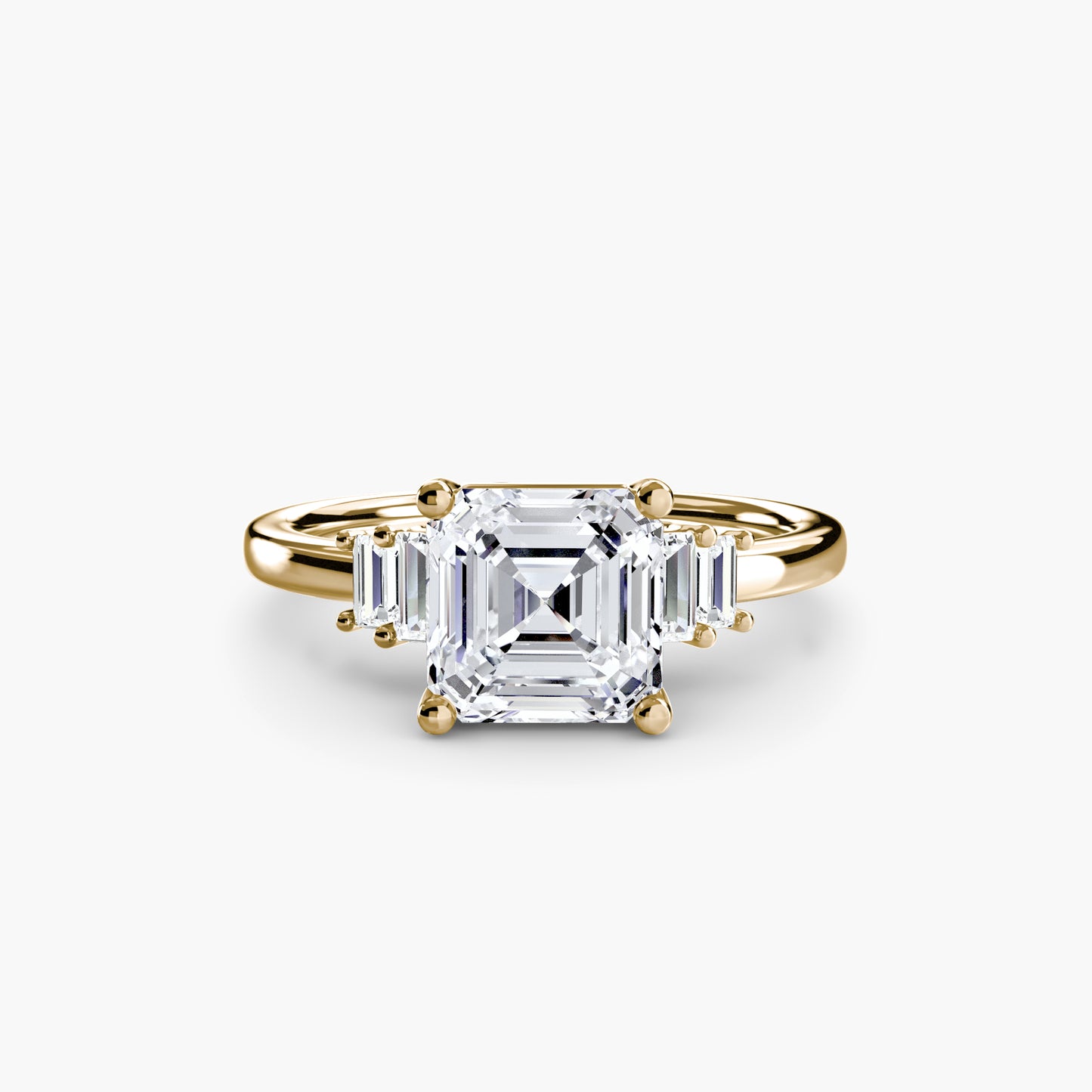 Baguette Accent Solitaire Engagement Ring 0.50ct–3.00ct with 0.17ct Side Stones in Classic Wedding Style | Imperial Time