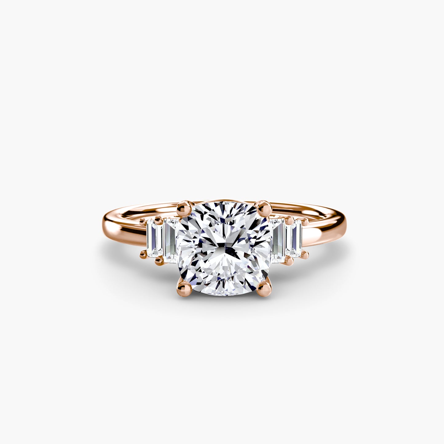Baguette Accent Solitaire Engagement Ring 0.50ct–3.00ct with 0.17ct Side Stones in Classic Wedding Style | Imperial Time