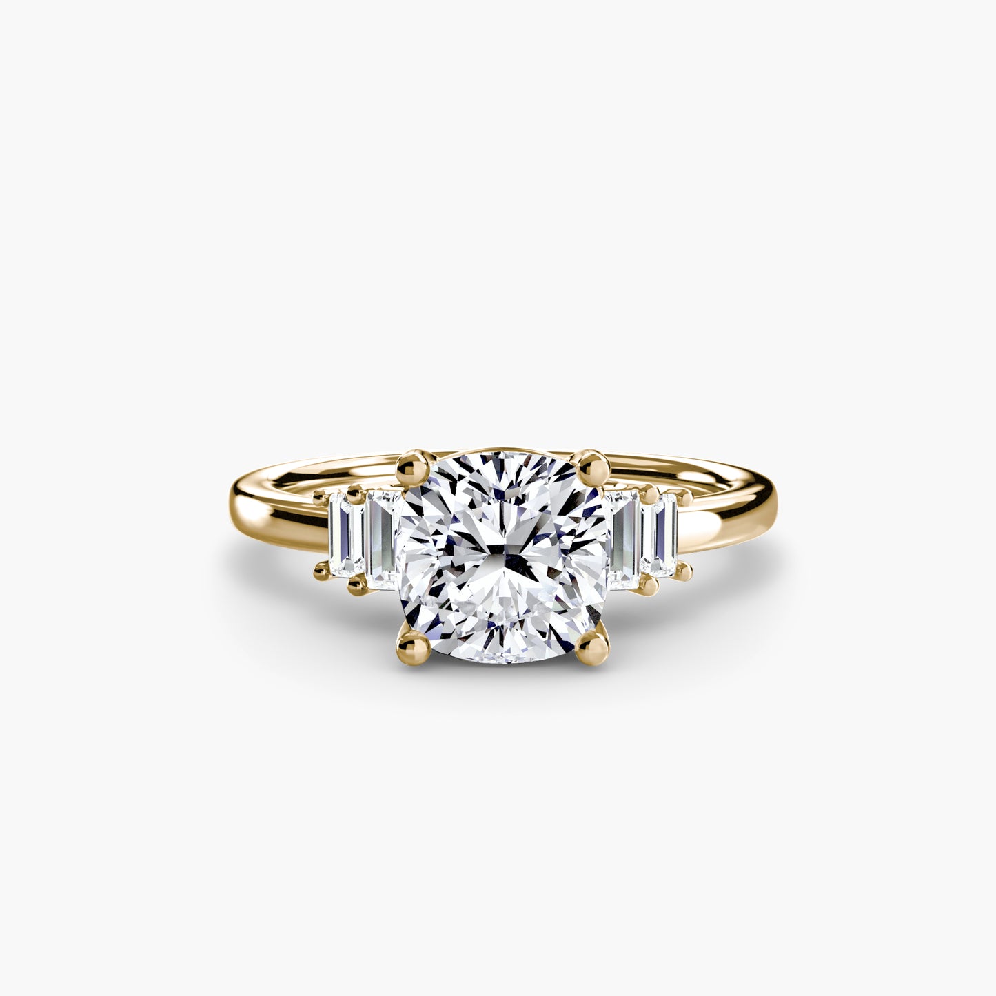 Baguette Accent Solitaire Engagement Ring 0.50ct–3.00ct with 0.17ct Side Stones in Classic Wedding Style | Imperial Time