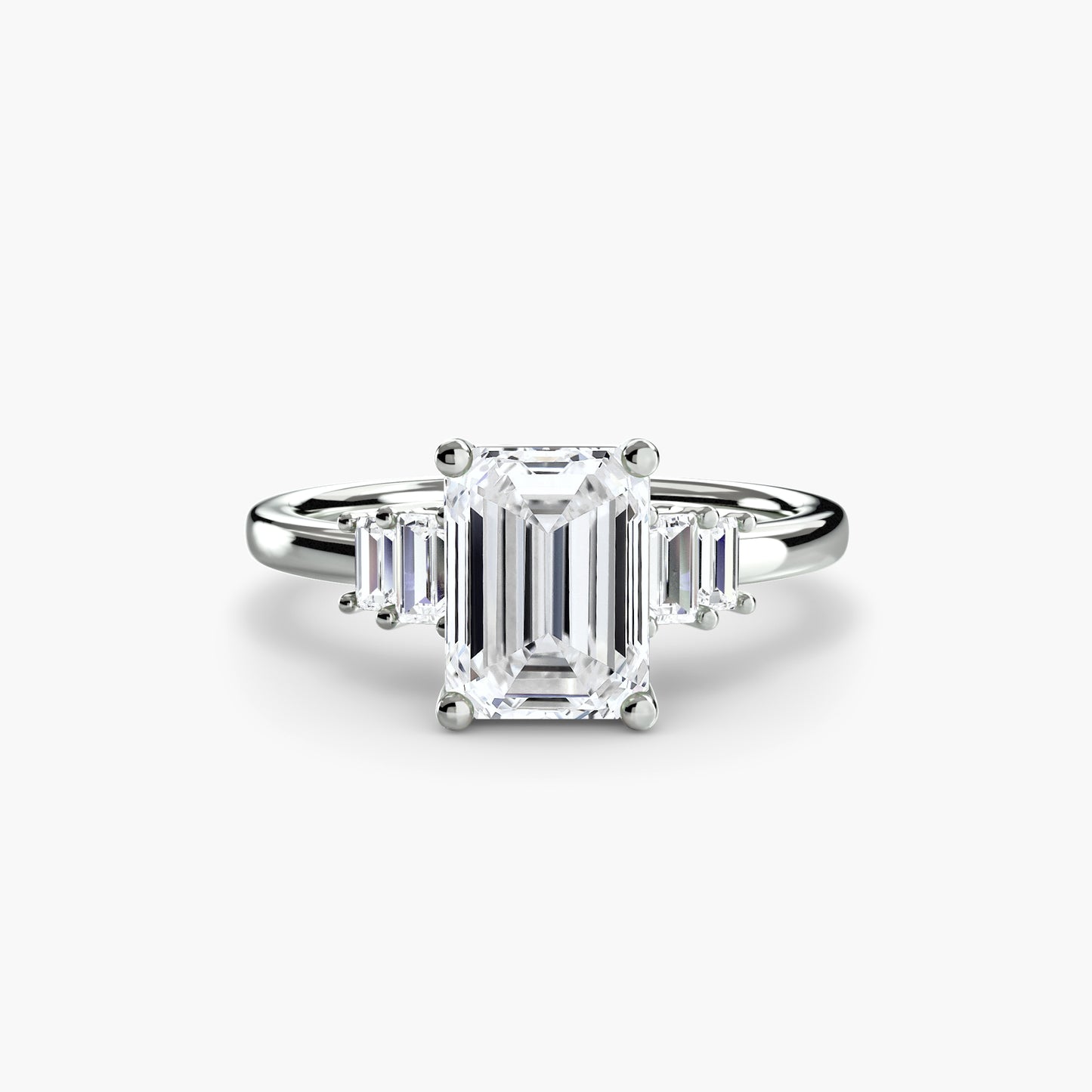 Baguette Accent Solitaire Engagement Ring 0.50ct–3.00ct with 0.17ct Side Stones in Classic Wedding Style | Imperial Time