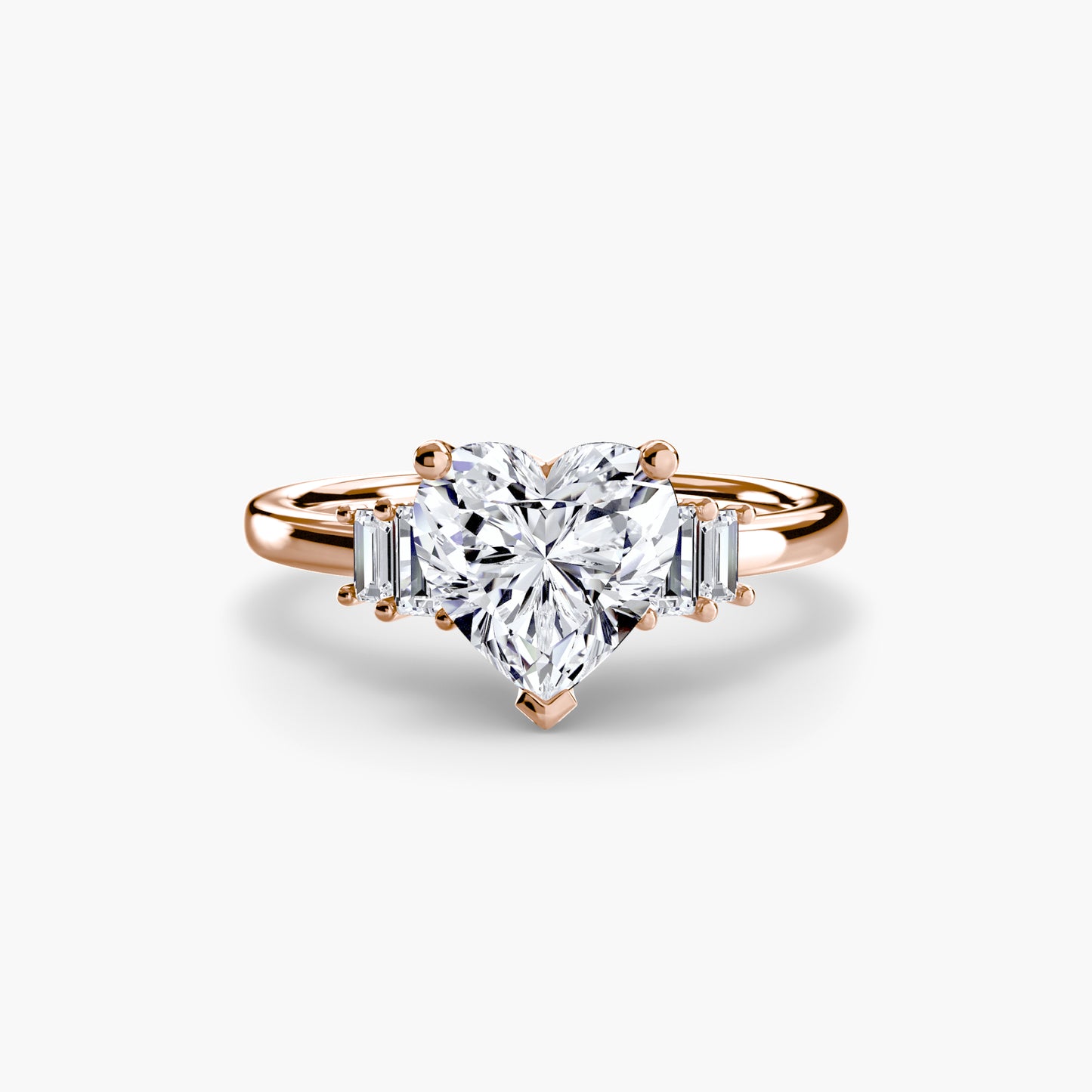 Baguette Accent Solitaire Engagement Ring 0.50ct–3.00ct with 0.17ct Side Stones in Classic Wedding Style | Imperial Time