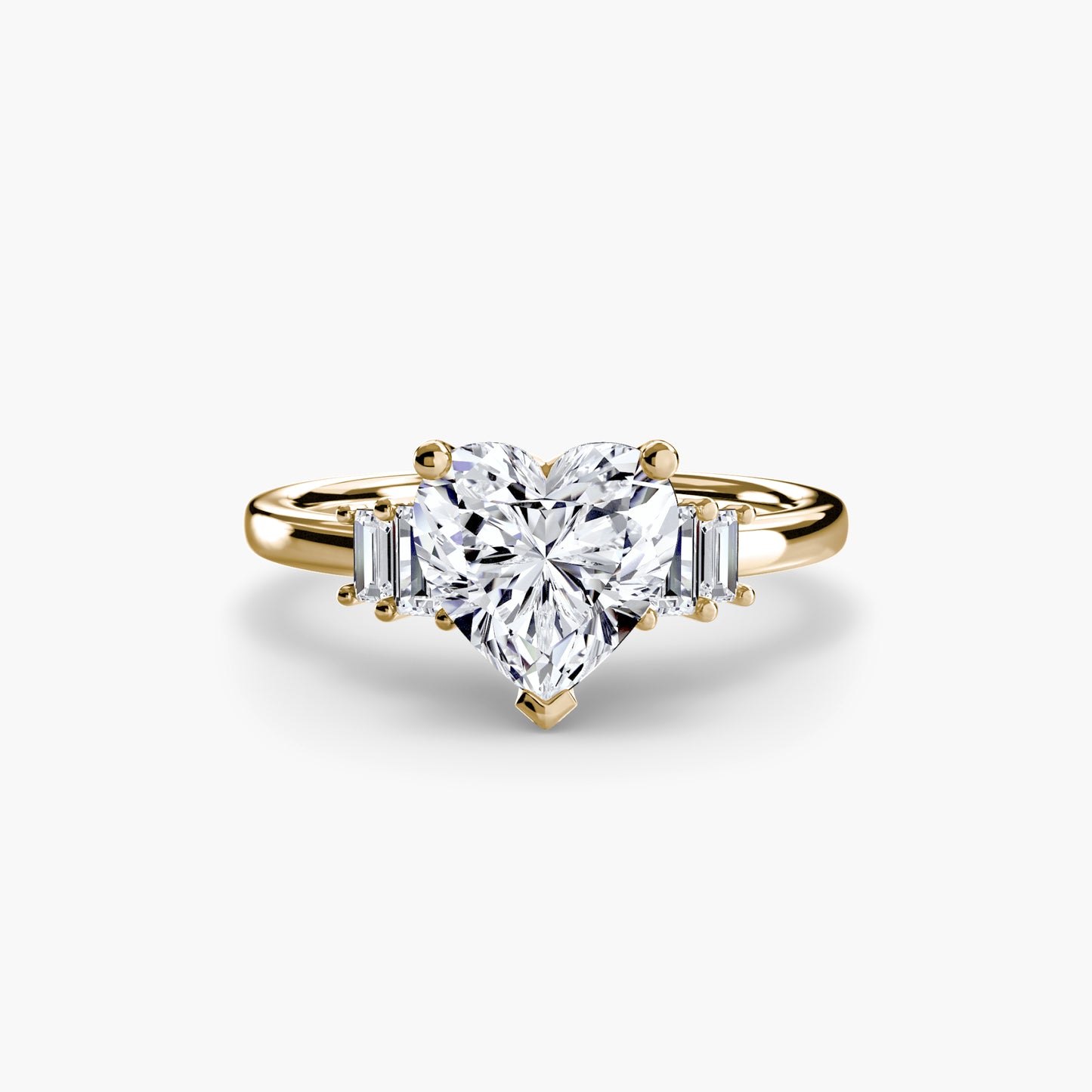 Baguette Accent Solitaire Engagement Ring 0.50ct–3.00ct with 0.17ct Side Stones in Classic Wedding Style | Imperial Time