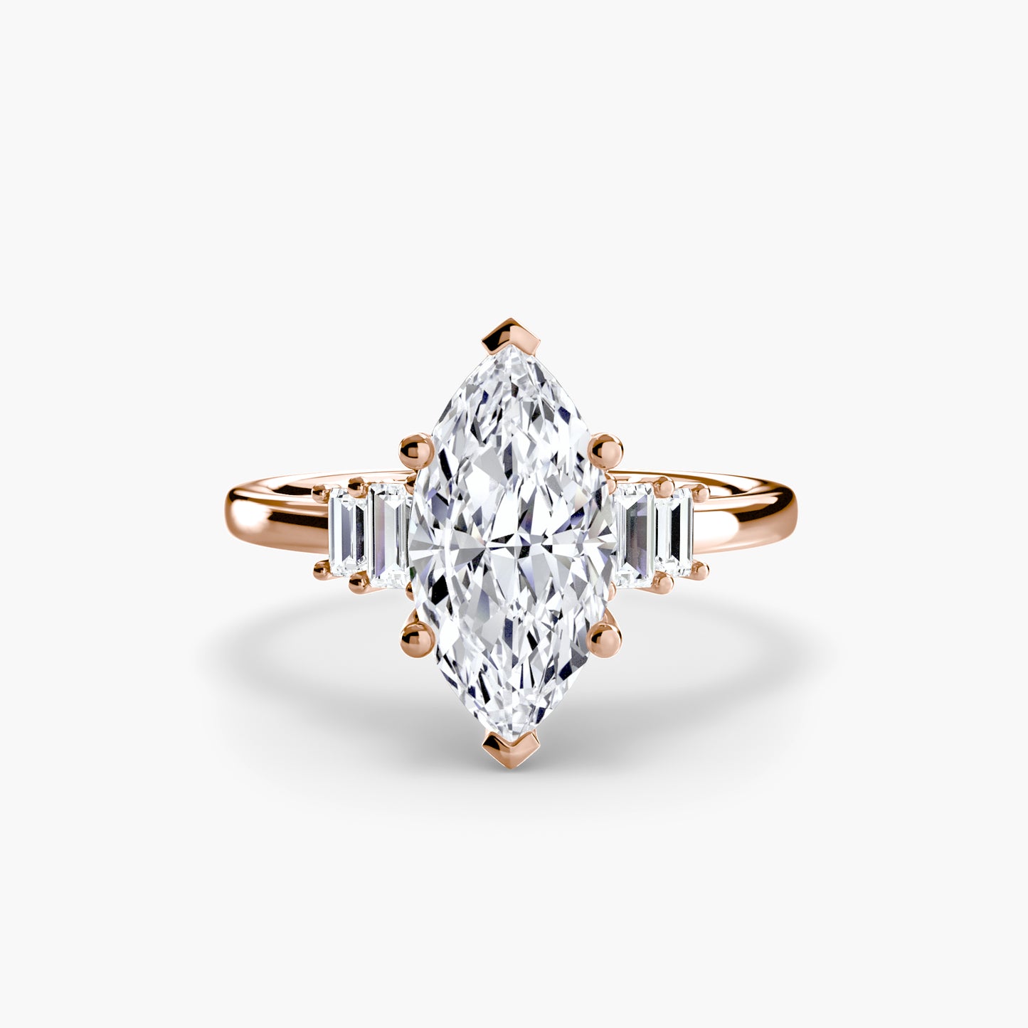 Baguette Accent Solitaire Engagement Ring 0.50ct–3.00ct with 0.17ct Side Stones in Classic Wedding Style | Imperial Time