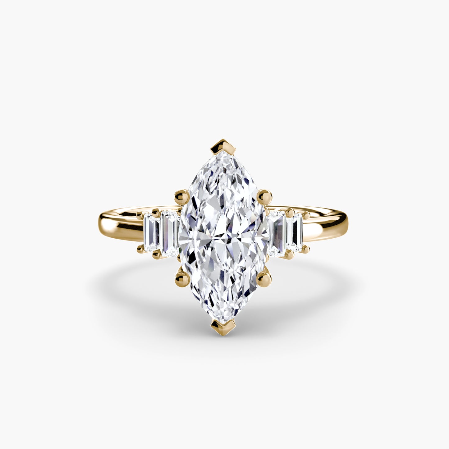 Baguette Accent Solitaire Engagement Ring 0.50ct–3.00ct with 0.17ct Side Stones in Classic Wedding Style | Imperial Time