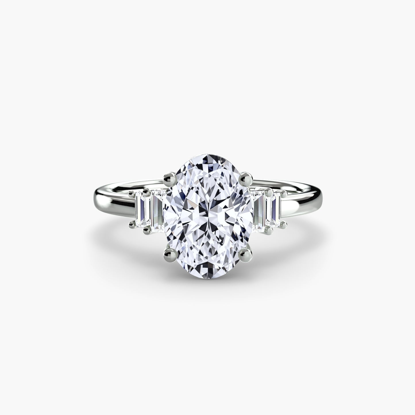 Baguette Accent Solitaire Engagement Ring 0.50ct–3.00ct with 0.17ct Side Stones in Classic Wedding Style | Imperial Time