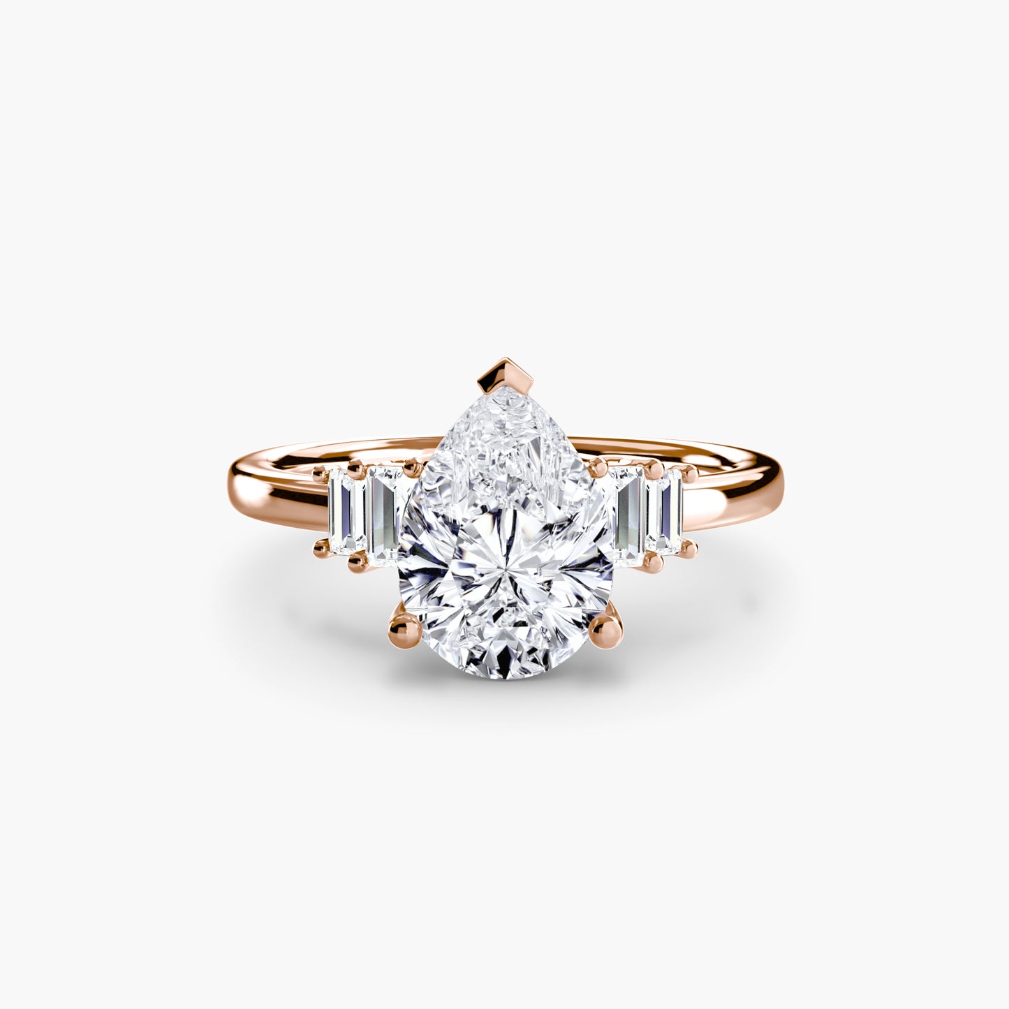 Baguette Accent Solitaire Engagement Ring 0.50ct–3.00ct with 0.17ct Side Stones in Classic Wedding Style | Imperial Time