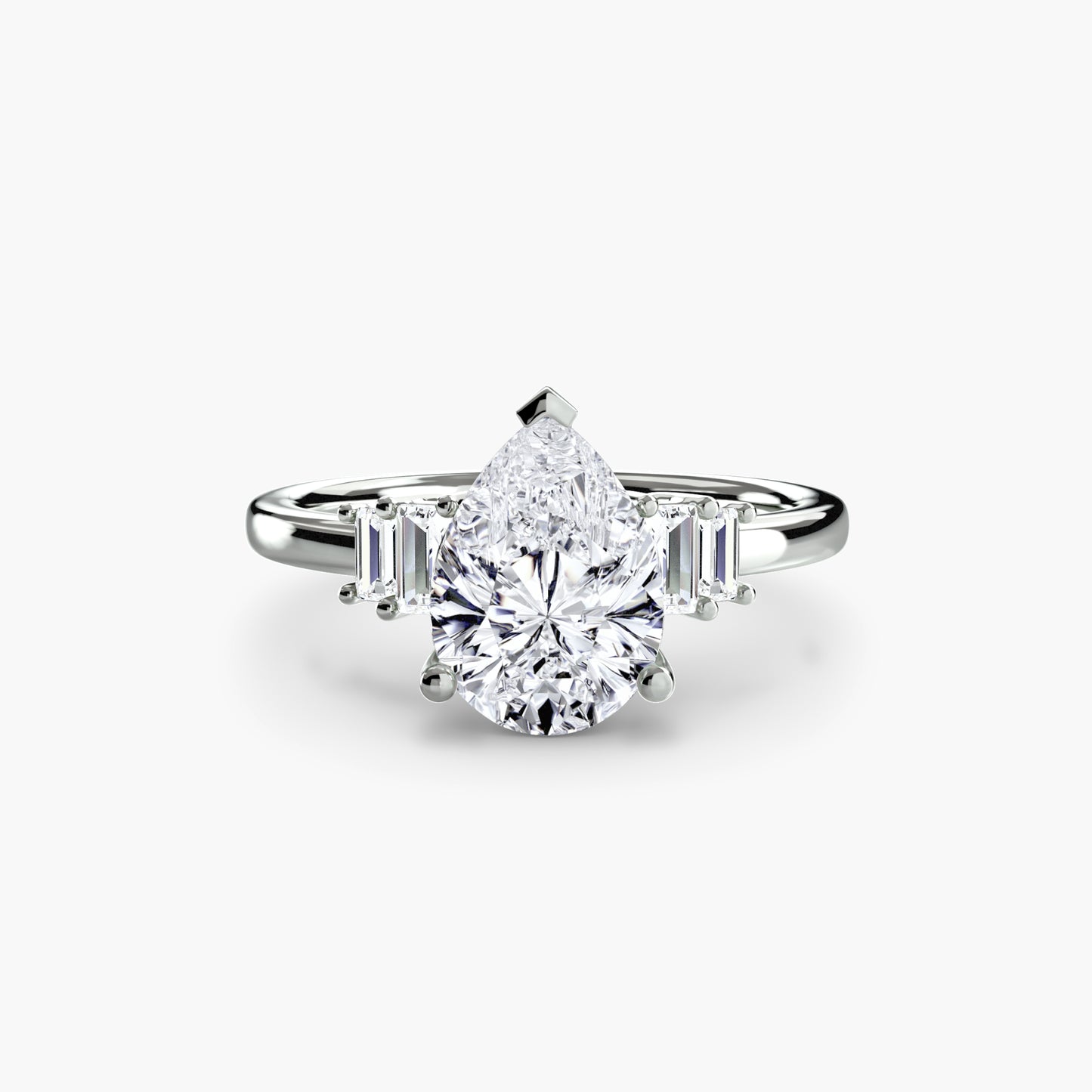 Baguette Accent Solitaire Engagement Ring 0.50ct–3.00ct with 0.17ct Side Stones in Classic Wedding Style | Imperial Time