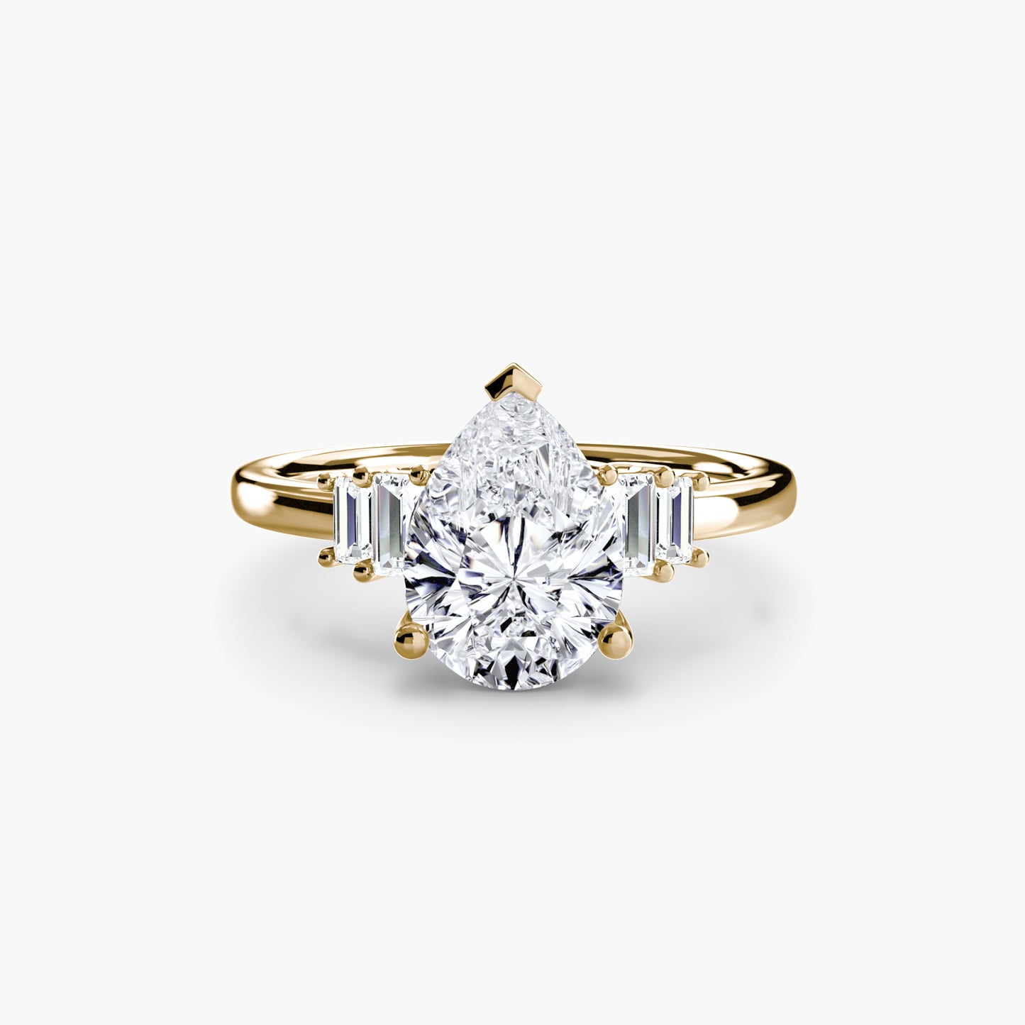 Baguette Accent Solitaire Engagement Ring 0.50ct–3.00ct with 0.17ct Side Stones in Classic Wedding Style | Imperial Time