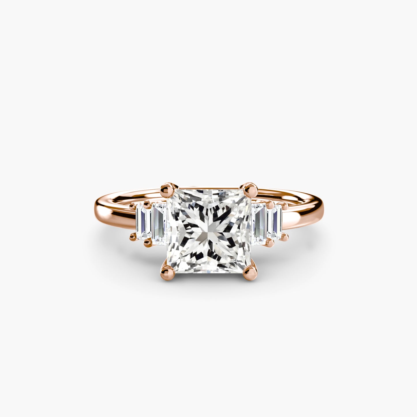 Baguette Accent Solitaire Engagement Ring 0.50ct–3.00ct with 0.17ct Side Stones in Classic Wedding Style | Imperial Time