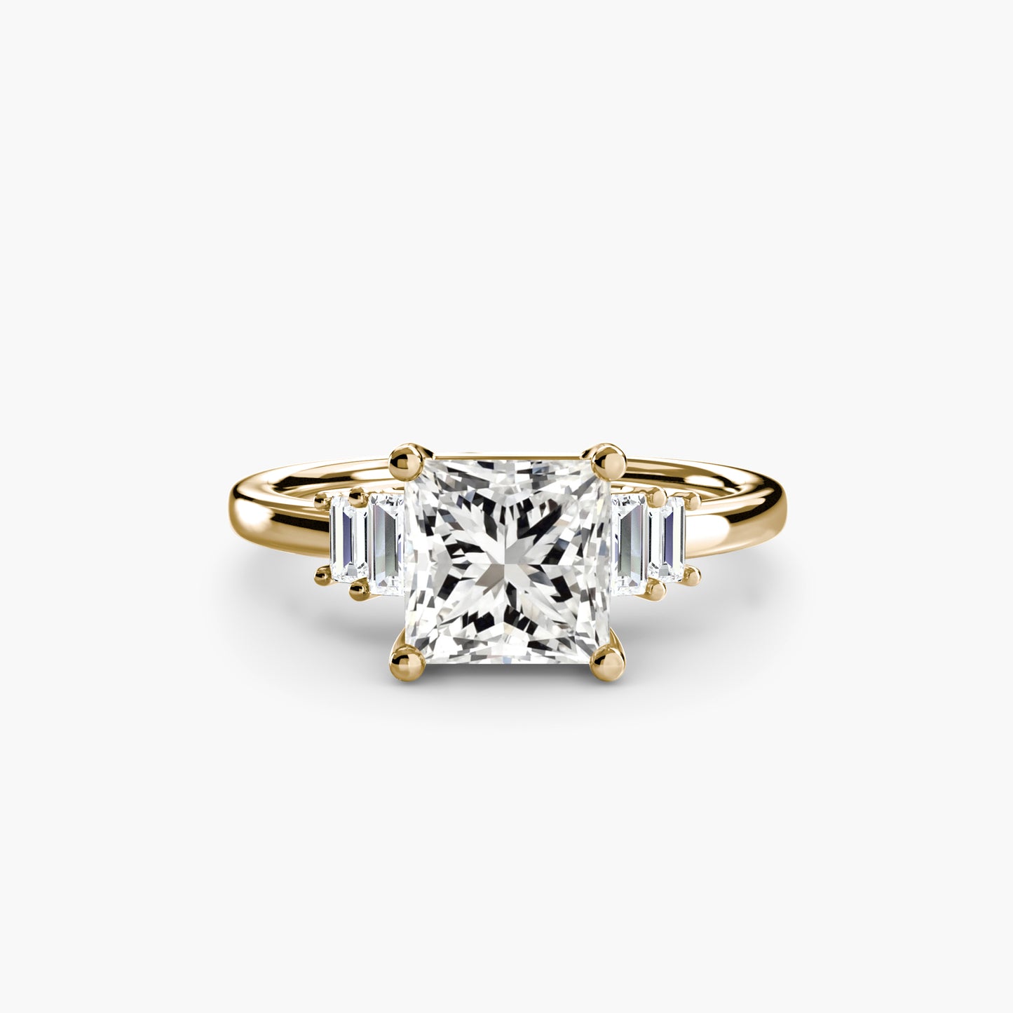 Baguette Accent Solitaire Engagement Ring 0.50ct–3.00ct with 0.17ct Side Stones in Classic Wedding Style | Imperial Time