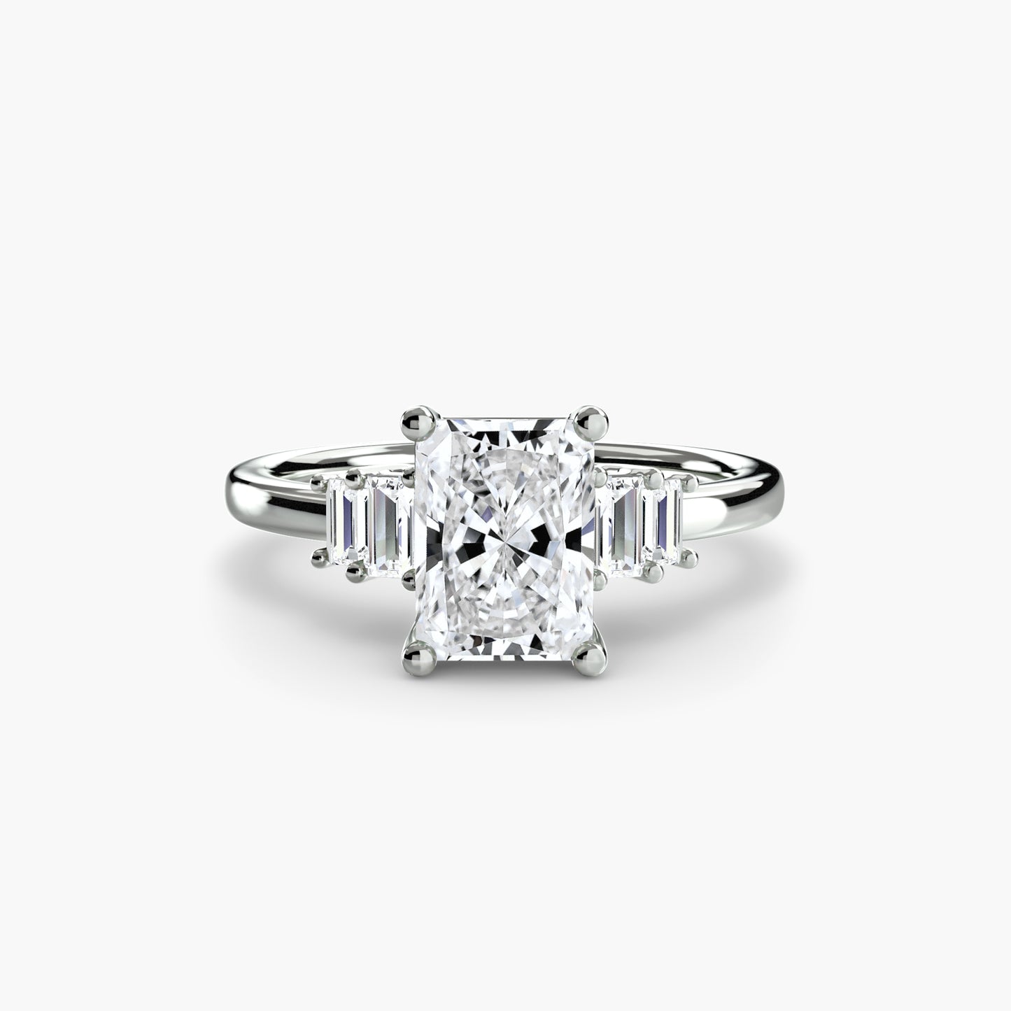 Baguette Accent Solitaire Engagement Ring 0.50ct–3.00ct with 0.17ct Side Stones in Classic Wedding Style | Imperial Time