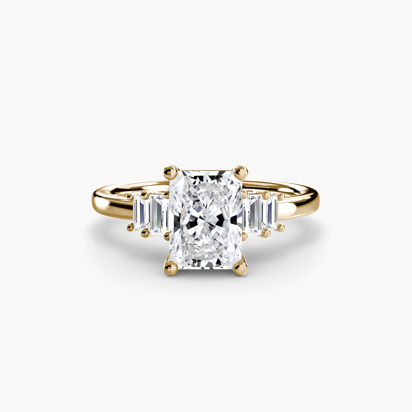 Baguette Accent Solitaire Engagement Ring 0.50ct–3.00ct with 0.17ct Side Stones in Classic Wedding Style | Imperial Time