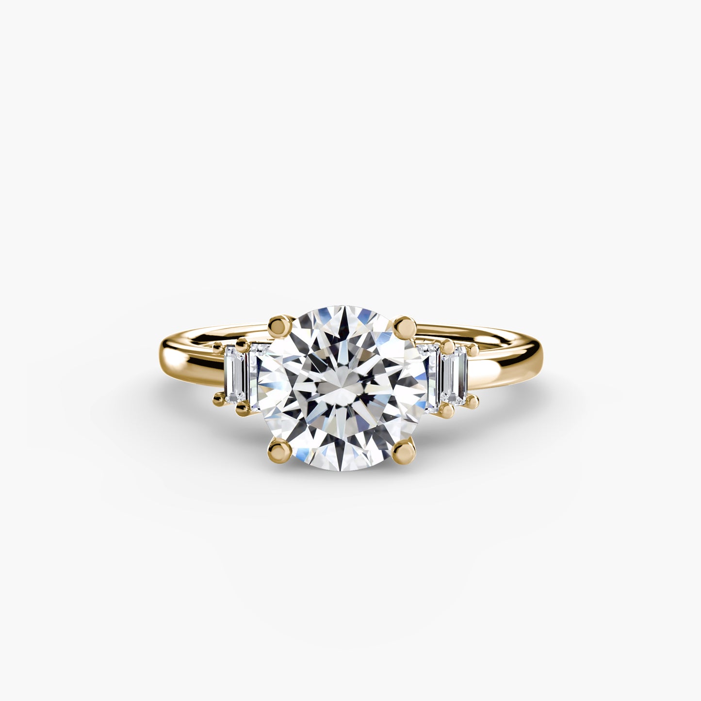 Baguette Accent Solitaire Engagement Ring 0.50ct–3.00ct with 0.17ct Side Stones in Classic Wedding Style | Imperial Time