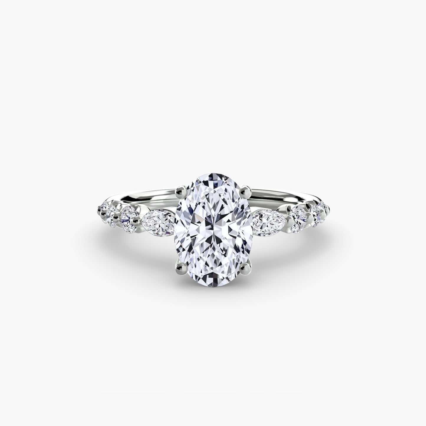Tiered Accent Diamond-Band Engagement Ring 0.50ct–3.00ct with 0.29ct Side Stones for Women | Imperial Time UK Ltd