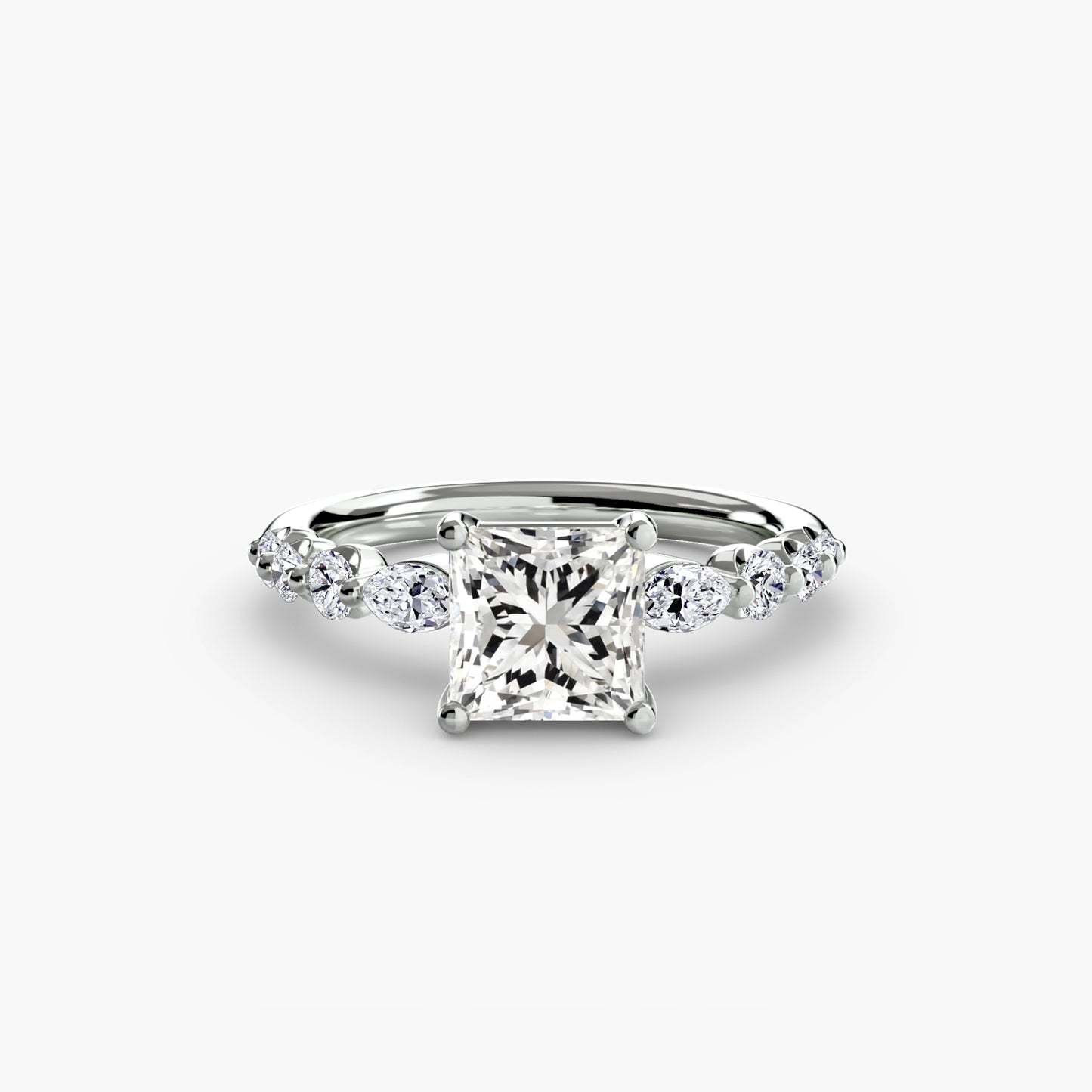 Tiered Accent Diamond-Band Engagement Ring 0.50ct–3.00ct with 0.29ct Side Stones for Women | Imperial Time UK Ltd