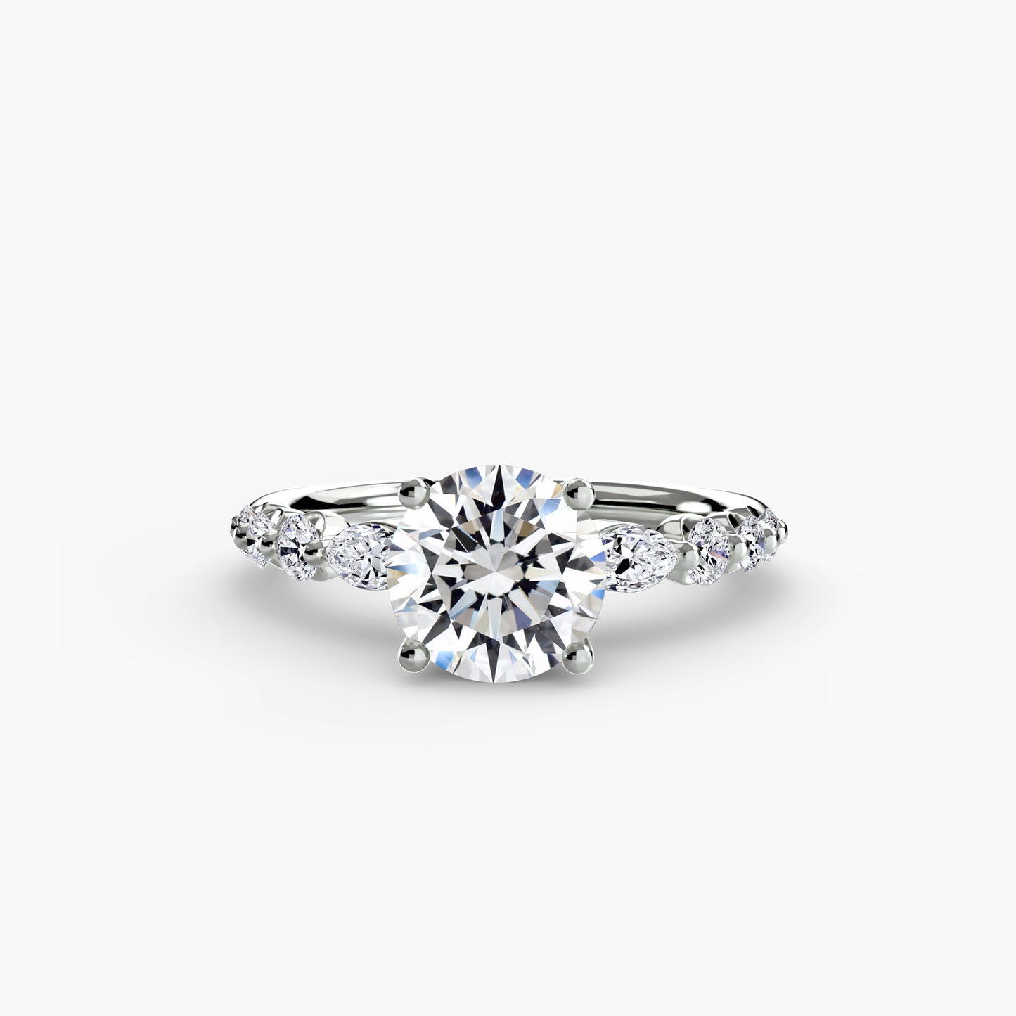 Tiered Accent Diamond-Band Engagement Ring 0.50ct–3.00ct with 0.29ct Side Stones for Women | Imperial Time UK Ltd