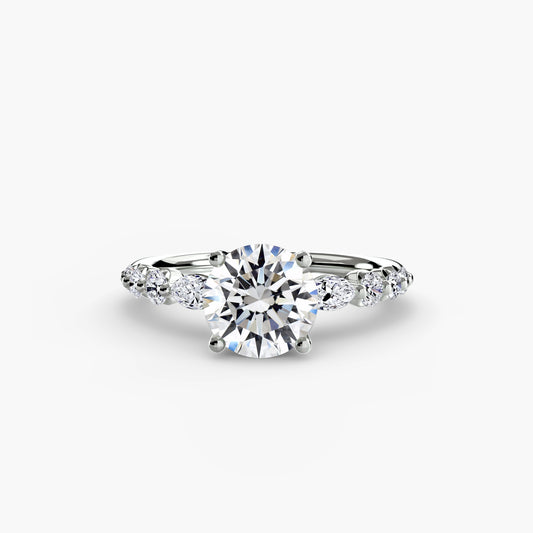 Tiered Accent Diamond-Band Engagement Ring 0.50ct–3.00ct with 0.29ct Side Stones for Women | Imperial Time UK Ltd