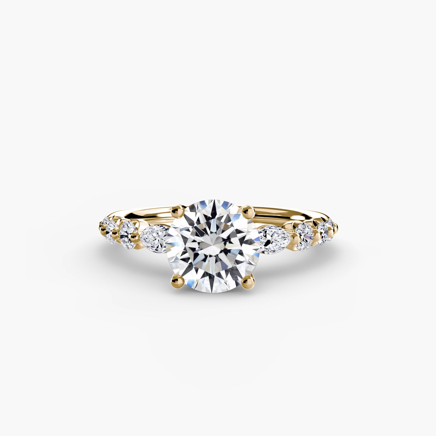 Tiered Accent Diamond-Band Engagement Ring 0.50ct–3.00ct with 0.29ct Side Stones for Women | Imperial Time UK Ltd