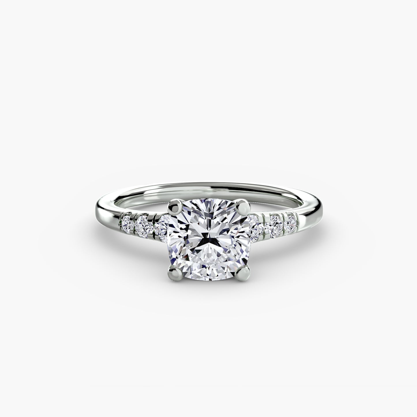 Solitaire Ring with Shoulder Accents 0.50ct–3.00ct and 0.14ct Side Stones in Classic Wedding Style | Imperial Time
