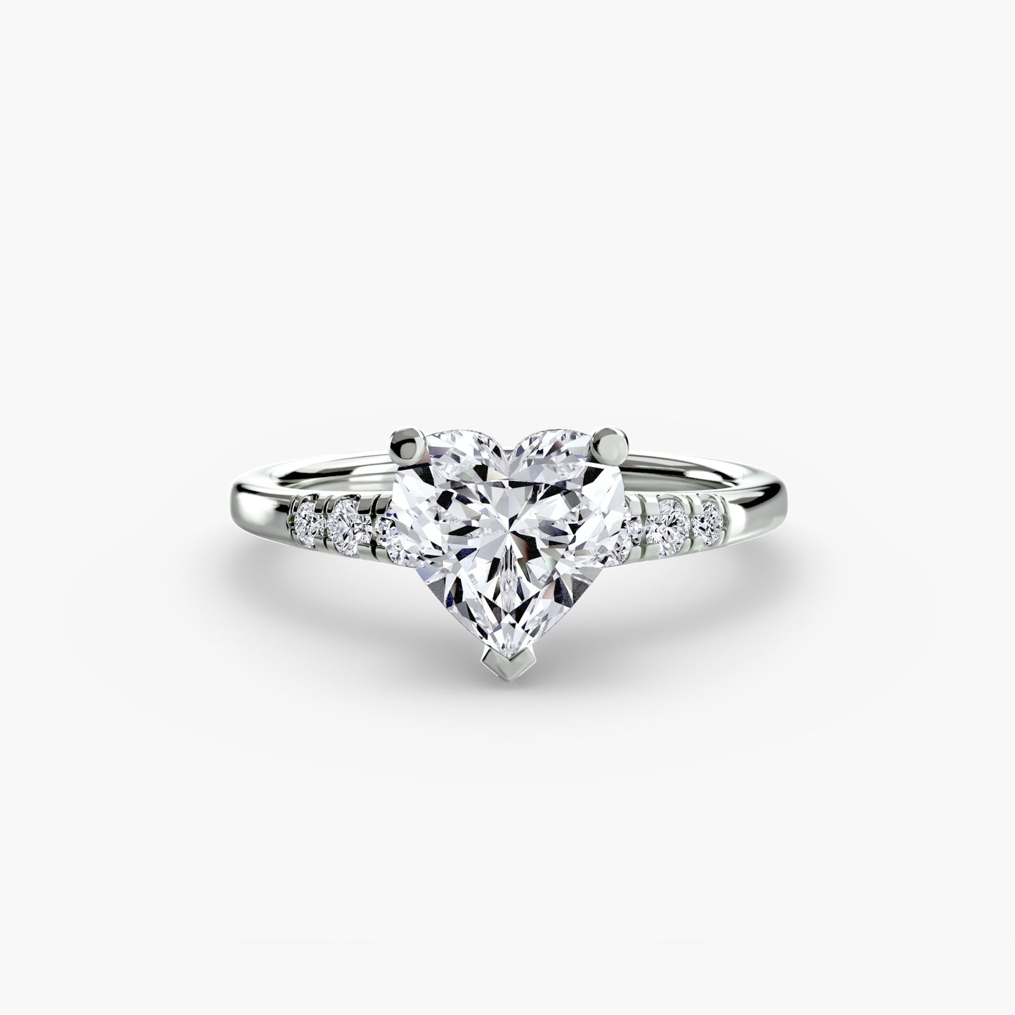 Solitaire Ring with Shoulder Accents 0.50ct–3.00ct and 0.14ct Side Stones in Classic Wedding Style | Imperial Time