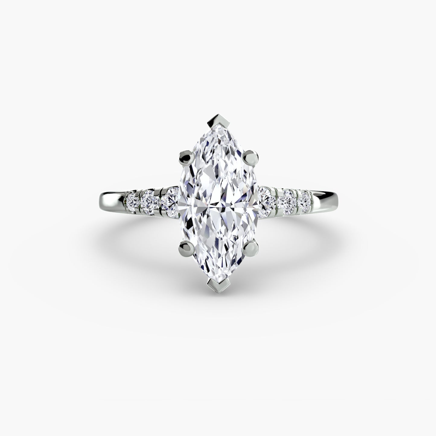 Solitaire Ring with Shoulder Accents 0.50ct–3.00ct and 0.14ct Side Stones in Classic Wedding Style | Imperial Time