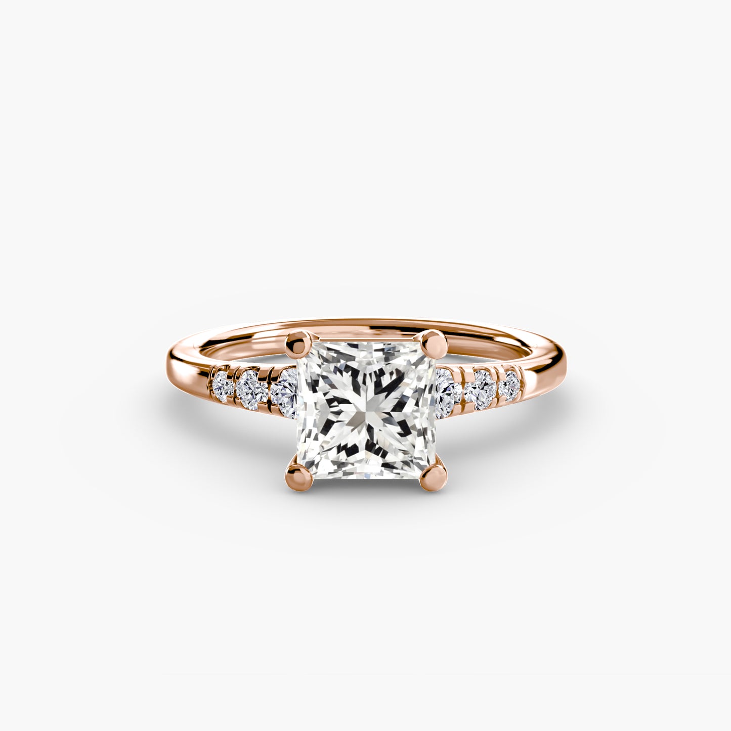 Solitaire Ring with Shoulder Accents 0.50ct–3.00ct and 0.14ct Side Stones in Classic Wedding Style | Imperial Time