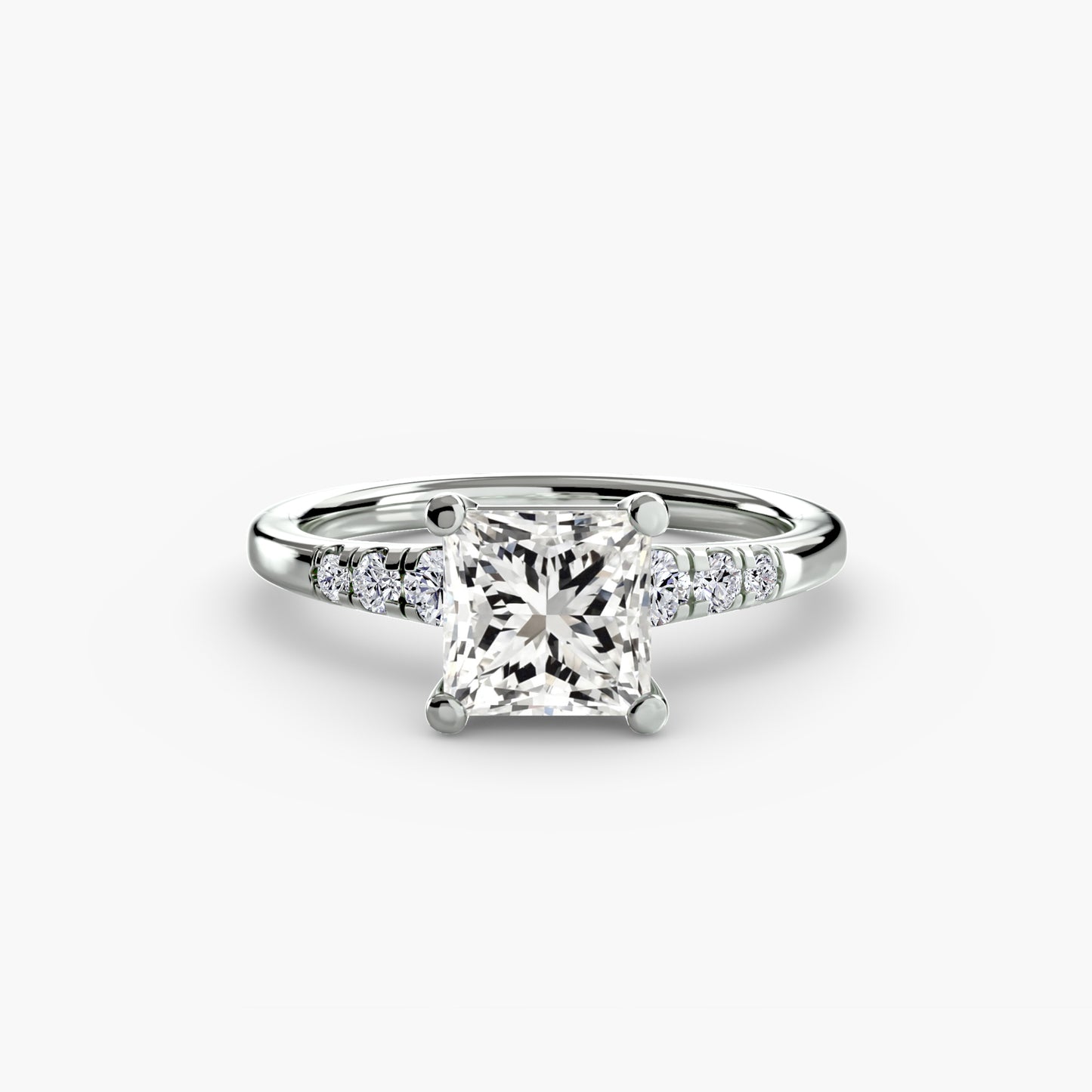 Solitaire Ring with Shoulder Accents 0.50ct–3.00ct and 0.14ct Side Stones in Classic Wedding Style | Imperial Time