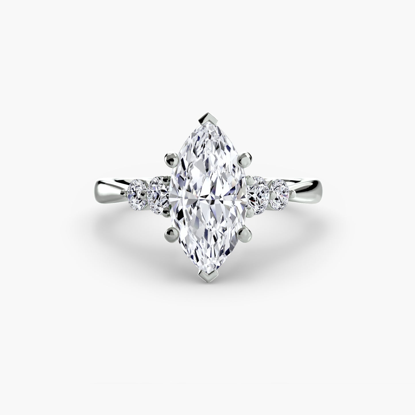 Solitaire Ring with Shoulder Accents 0.50ct–3.00ct and 0.23ct Side Stones in Classic Wedding Style | Imperial Time