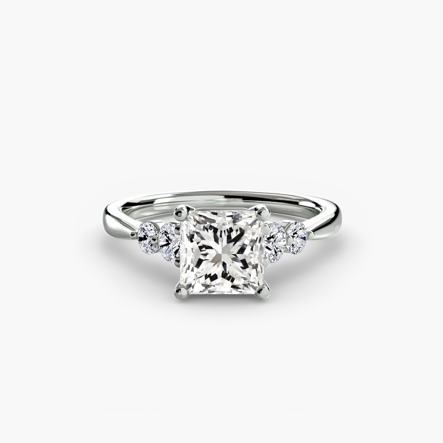 Solitaire Ring with Shoulder Accents 0.50ct–3.00ct and 0.23ct Side Stones in Classic Wedding Style | Imperial Time