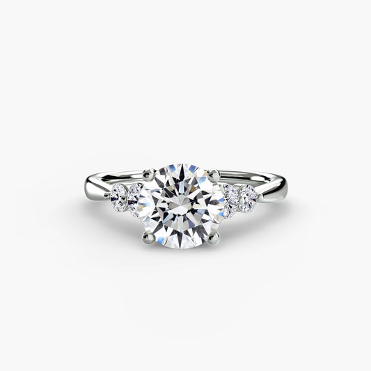 Solitaire Ring with Shoulder Accents 0.50ct–3.00ct and 0.23ct Side Stones in Classic Wedding Style | Imperial Time