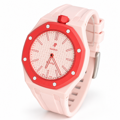 Swatch x AP Royal Pop Otto Rosso SSX03R100N pink and red Bioceramic wristwatch - product photo 2