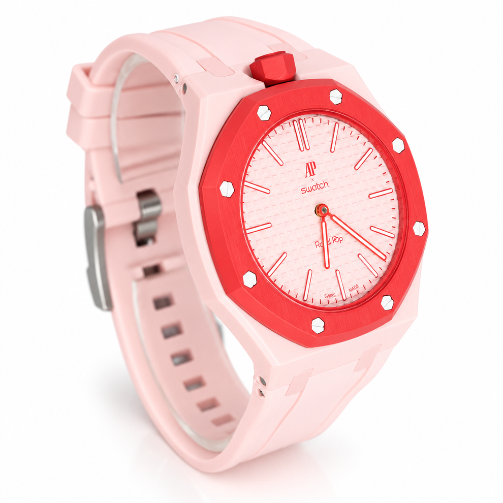 Swatch x AP Royal Pop Otto Rosso SSX03R100N pink and red Bioceramic wristwatch - product photo 3