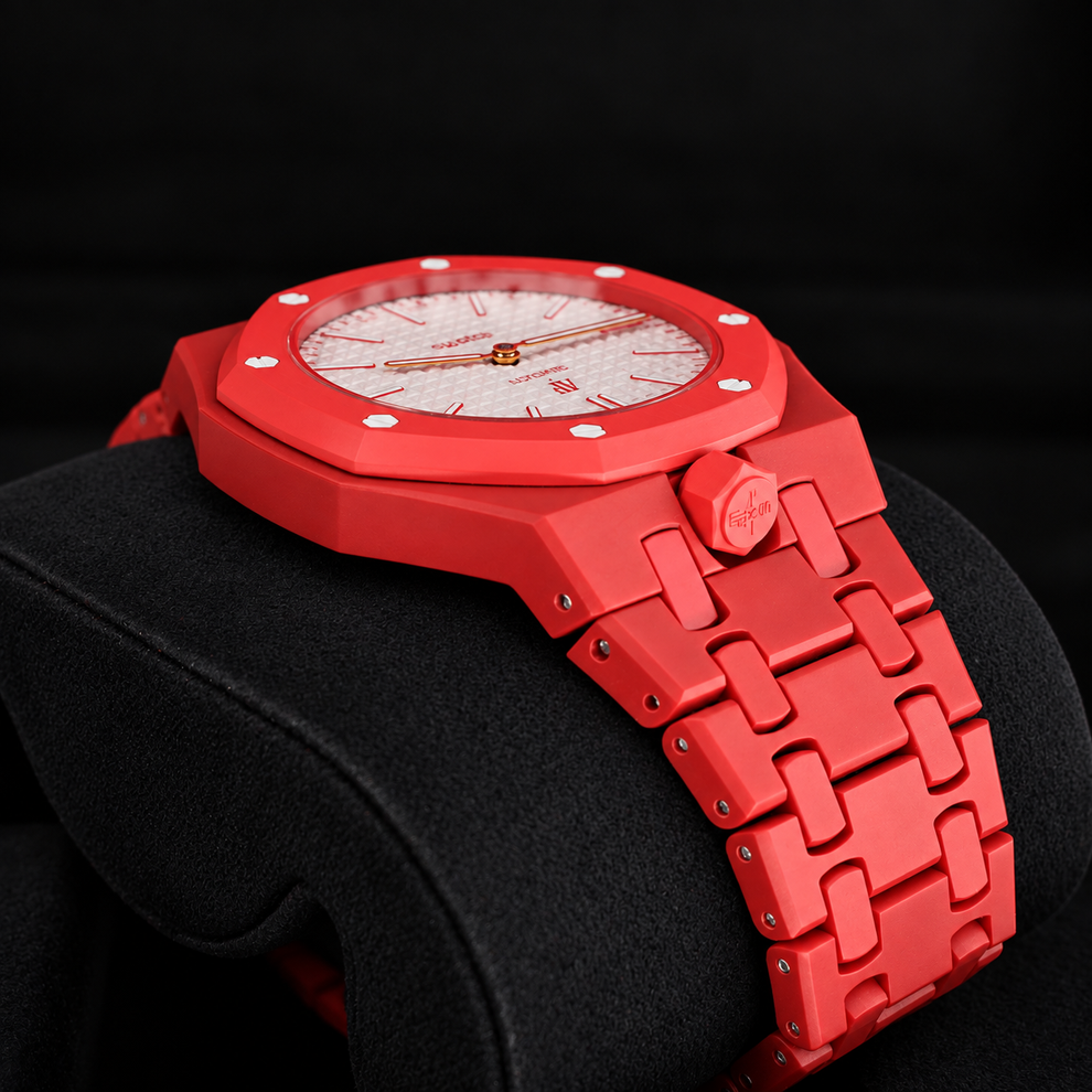 Royal Pop OTTO ROSSO SSX03R100N watch with fitted Bioceramic bracelet, studio photograph