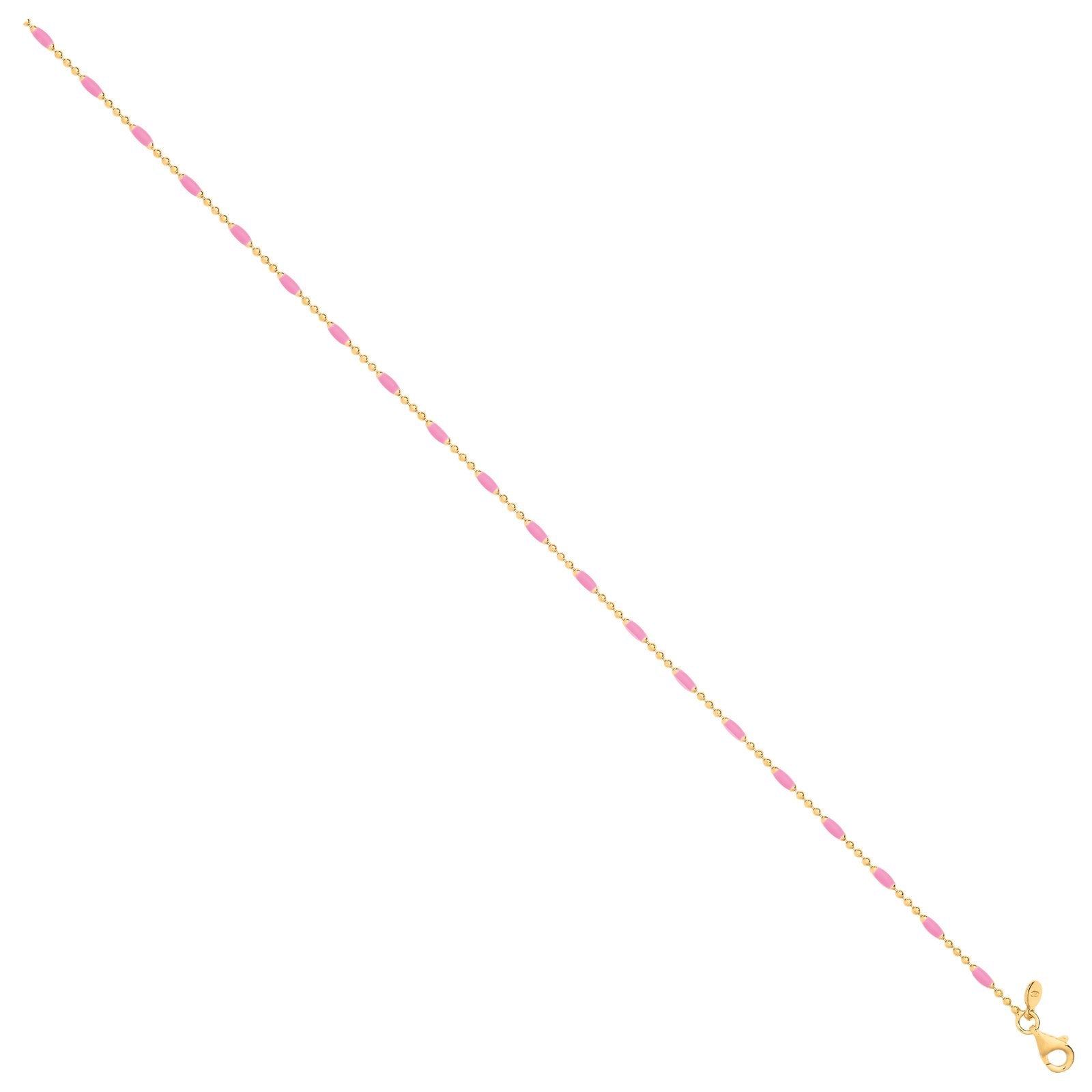Silver Yellow Gold Plated Pink Enamel Anklet - Luxury Watch - Certified Authentic - Swiss Mad – Luxury Watch by Imperi