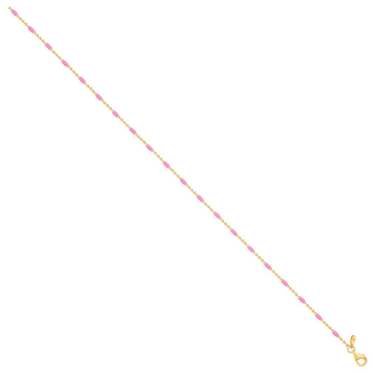 Silver Yellow Gold Plated Pink Enamel Anklet - Luxury Watch - Certified Authentic - Swiss Mad – Luxury Watch by Imperi